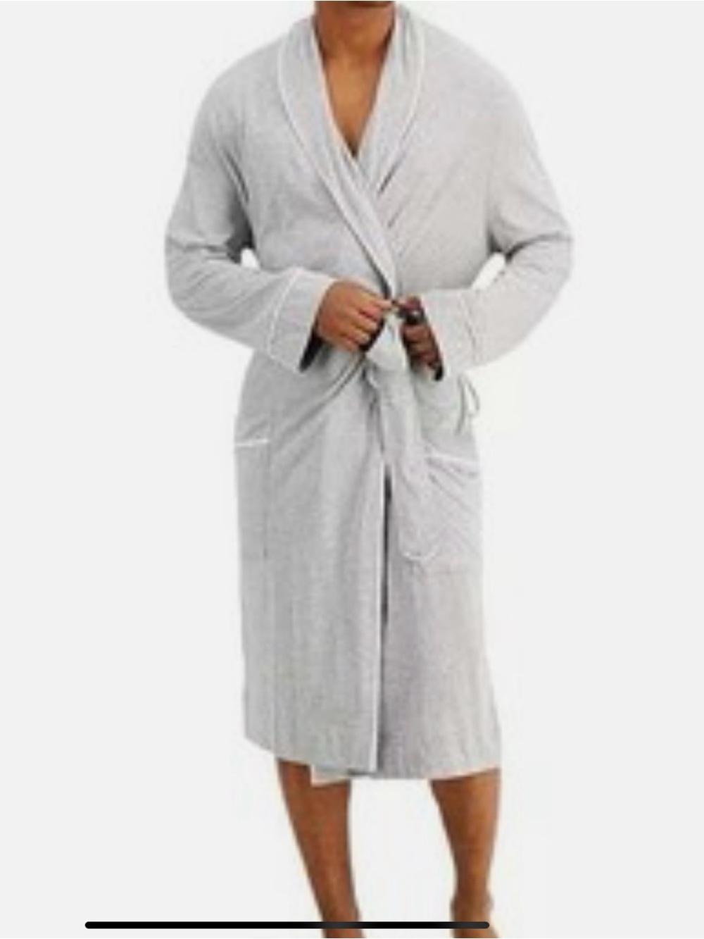 Charter Club Light Gray Shawl-Collar Tie-Waist Robe
